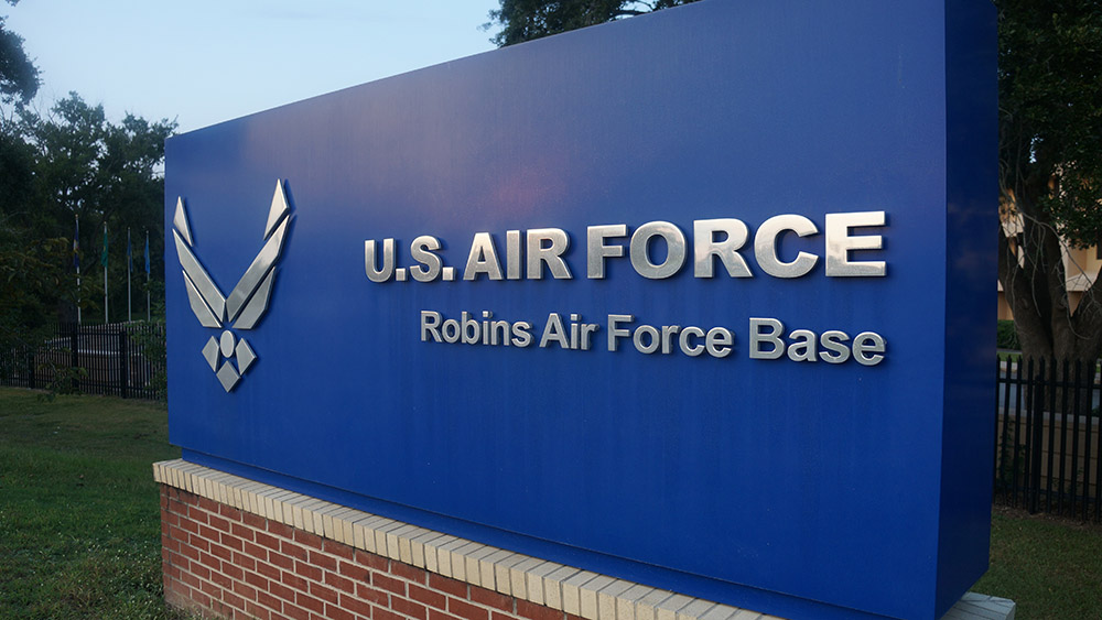 Image of Robins AFB Gate sign with AF logo